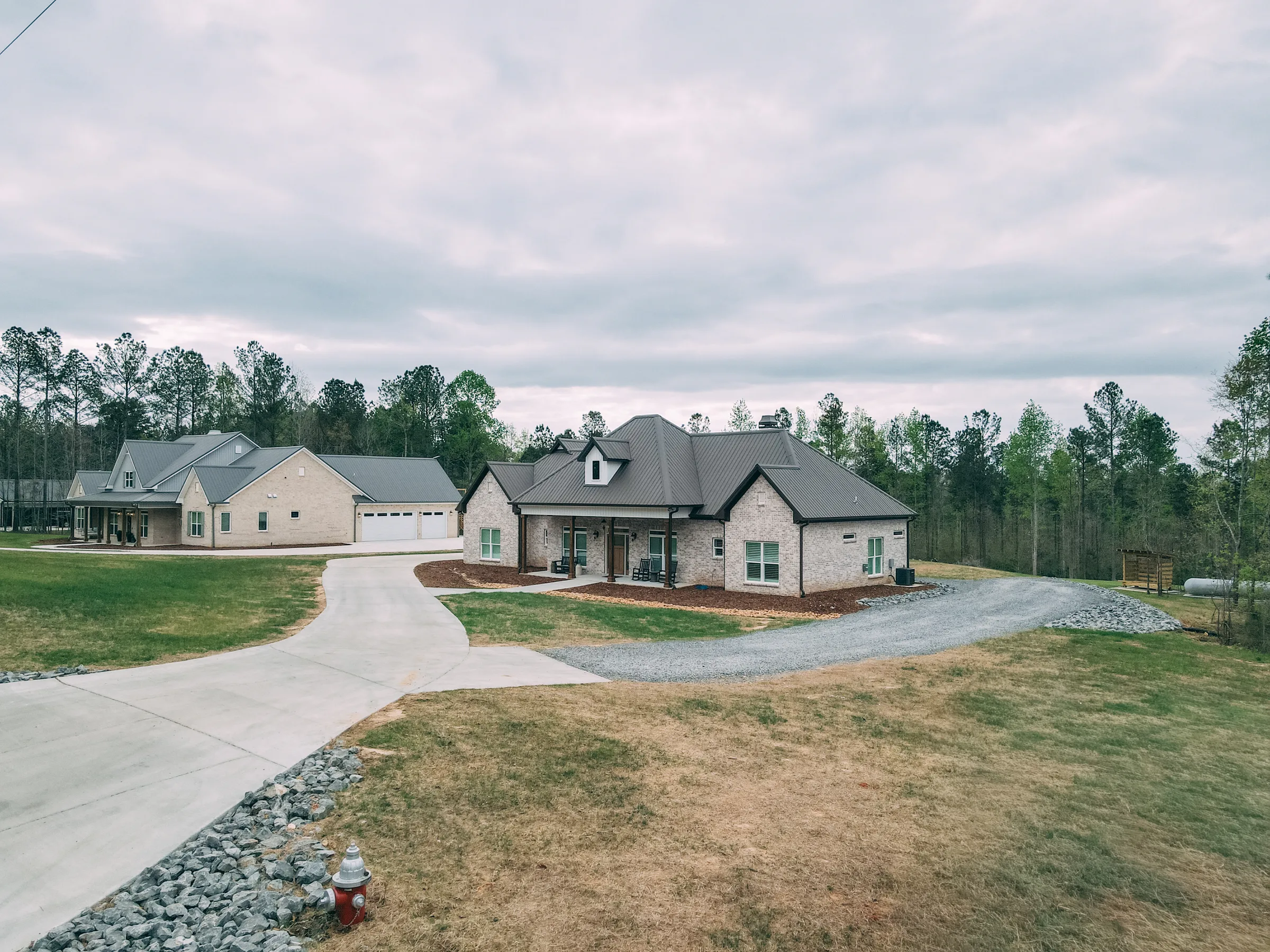 Drone aerial of a completed Waterstone roof replacement